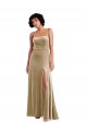 Square Neck Formal Velvet Maxi Bridesmaid Dress / Prom Dress with Front Slit Brisbane