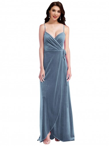 Velvet Wrap Maxi Bridesmaid Dress / Prom Dress with Pockets Brisbane