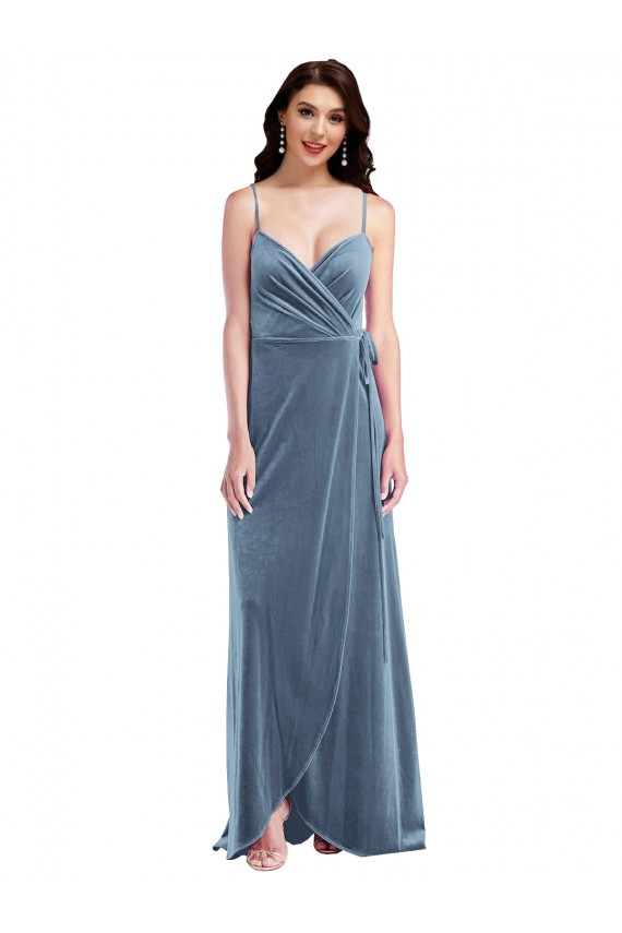 Velvet Wrap Maxi Bridesmaid Dress / Prom Dress with Pockets Brisbane