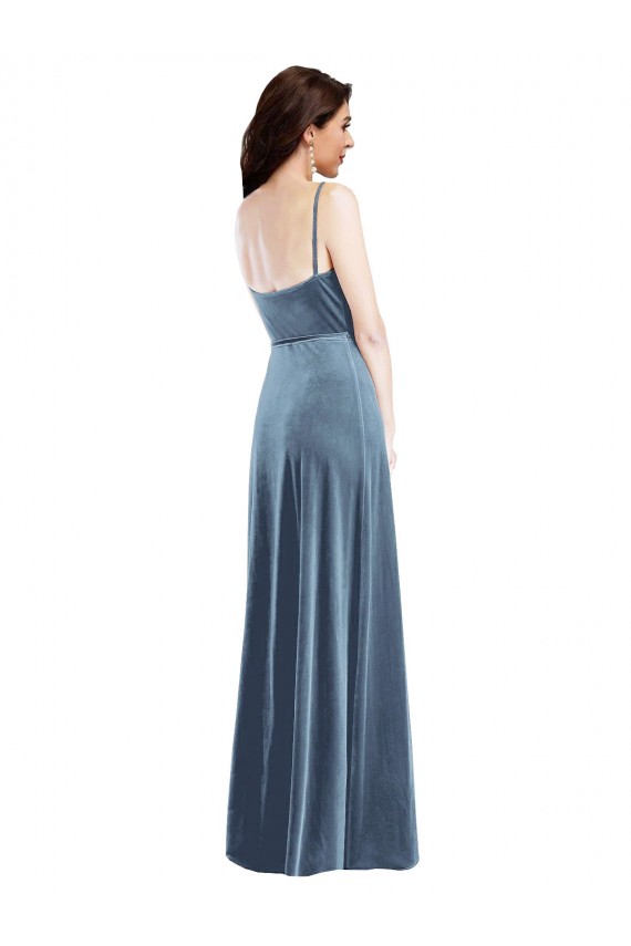 Velvet Wrap Maxi Bridesmaid Dress / Prom Dress with Pockets Brisbane