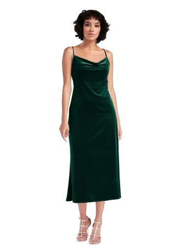 Midi Length Cowl Neck Formal Velvet Short Cocktail Slip Bridesmaid Dress / Prom Dress Brisbane