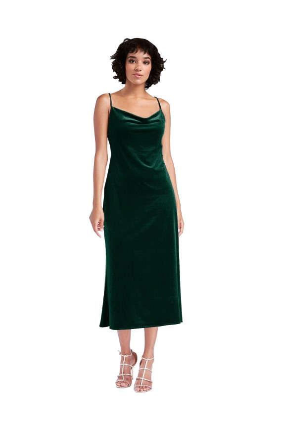 Midi Length Cowl Neck Formal Velvet Short Cocktail Slip Bridesmaid Dress / Prom Dress Brisbane