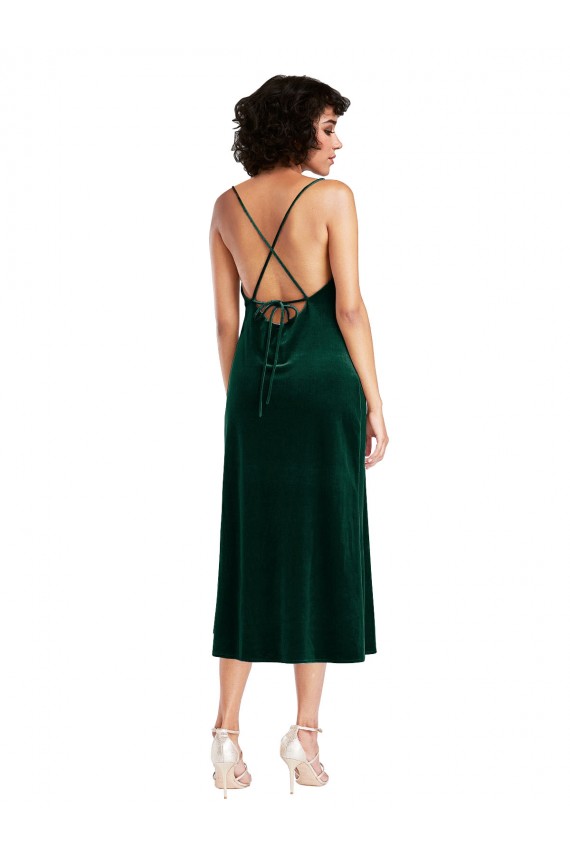 Midi Length Cowl Neck Formal Velvet Short Cocktail Slip Bridesmaid Dress / Prom Dress Brisbane