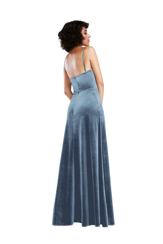 Sleek Cowl Neck Velvet Maxi Bridesmaid Dress / Prom Dress with Pockets Brisbane