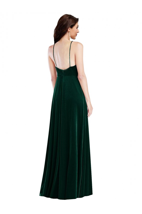 Velvet Halter Maxi Bridesmaid Dress / Prom Dress with Front Slit Brisbane