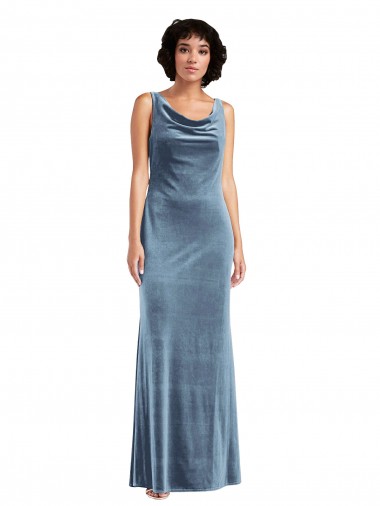 Floor Length Cowl Neck Long Stretch Velvet Maxi Bridesmaid Dress / Prom Dress Brisbane