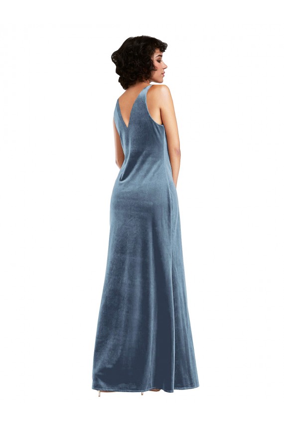 Floor Length Cowl Neck Long Stretch Velvet Maxi Bridesmaid Dress / Prom Dress Brisbane