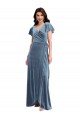 Flutter Sleeve Velvet Wrap Maxi Bridesmaid Dress / Prom Dress with Pockets Brisbane
