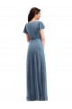 Flutter Sleeve Velvet Wrap Maxi Bridesmaid Dress / Prom Dress with Pockets Brisbane