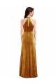 High-Neck Halter Velvet Maxi Bridesmaid Dress / Prom Dress with Front Slit Brisbane