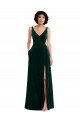 Floor Length Velvet Maxi Bridesmaid Dress / Prom Dress with Shirred Bodice and Front Slit Brisbane