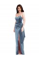Spaghetti Strap Formal Velvet Maxi Bridesmaid Dress / Prom Dress with Draped Skirt Brisbane