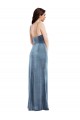 Spaghetti Strap Formal Velvet Maxi Bridesmaid Dress / Prom Dress with Draped Skirt Brisbane