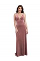 Low Scoop Back Long V-Neck Formal Velvet Slip Bridesmaid Dress / Prom Dress Brisbane