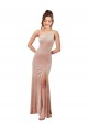 One Shoulder Formal Stretch Velvet Bridesmaid Dress / Prom Dress with Front Slit Brisbane
