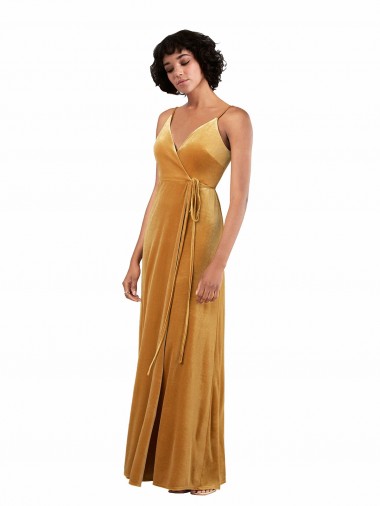 Romantic Velvet Floor Length Formal Bridesmaid Dress / Prom Dress with Wrap Detail Brisbane