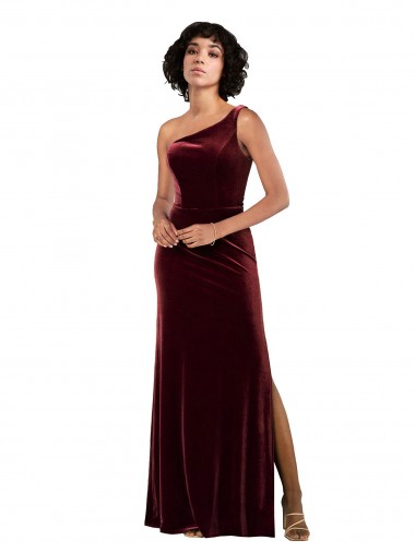 Formal One Shoulder Floor-Length Velvet Bridesmaid Dress / Prom Dress Brisbane