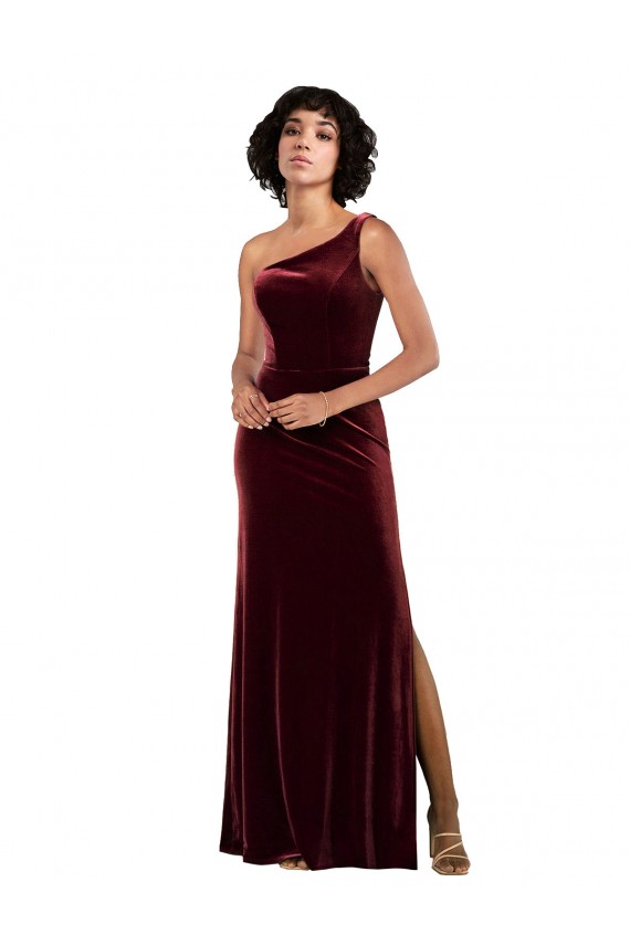 Formal One Shoulder Floor-Length Velvet Bridesmaid Dress / Prom Dress Brisbane
