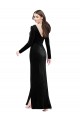 Long Sleeves Formal Velvet Bridesmaid Dress / Prom Dress with V-Neckline and Thigh Slit Brisbane