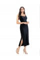 Midi Cocktail Length Formal Velvet Bridesmaid Dress / Prom Dress with Cowl Neck and Spaghetti Straps Brisbane