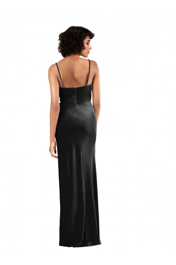 Modern Floor-Length Formal Velvet Bridesmaid Dress / Prom Dress with Cowl Neck and Spaghetti Straps Brisbane