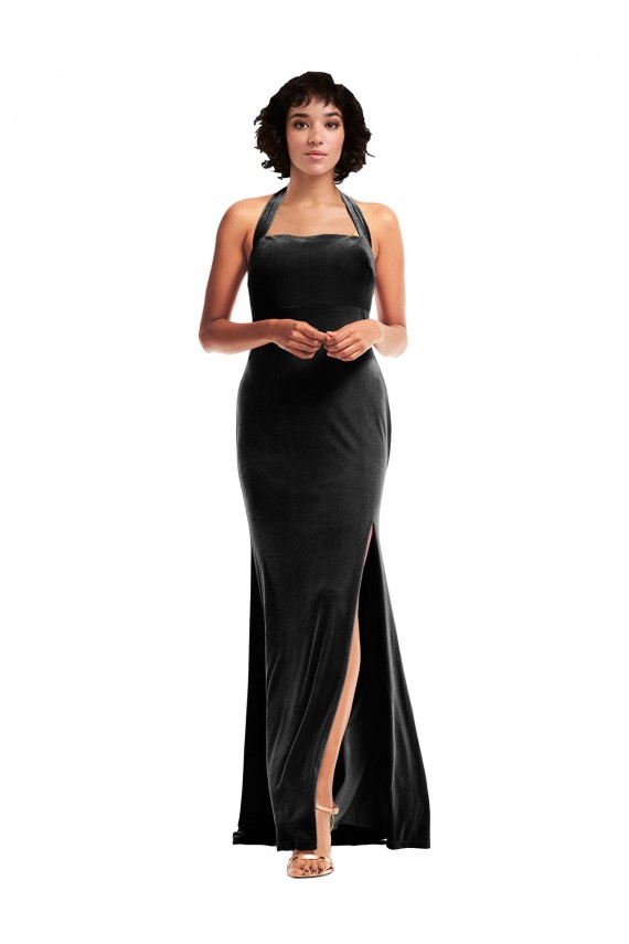 Empire Waist Formal Stretch Velvet Bridesmaid Dress / Prom Dress with Halter Strap Brisbane