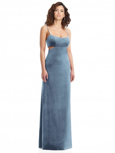 Spaghetti Strap Long Full Length Formal Velvet Maxi Bridesmaid Dress / Prom Dress Brisbane