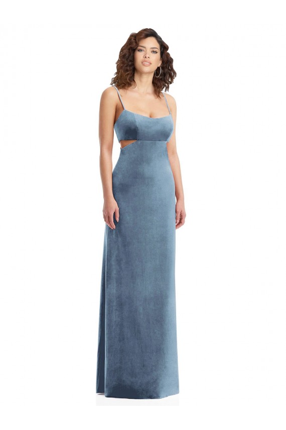 Spaghetti Strap Long Full Length Formal Velvet Maxi Bridesmaid Dress / Prom Dress Brisbane