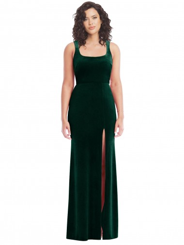 Square Neck Long Velvet Maxi Bridesmaid Dress / Prom Dress Brisbane