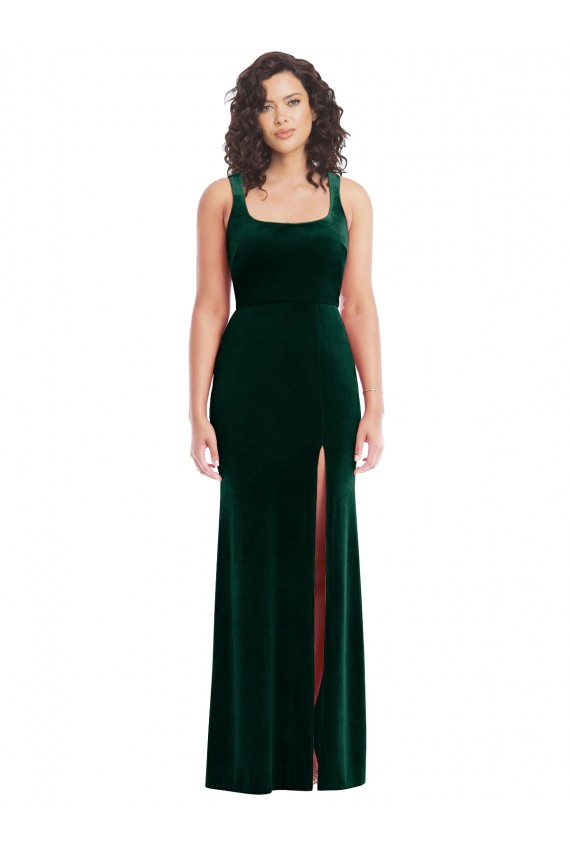 Square Neck Long Velvet Maxi Bridesmaid Dress / Prom Dress Brisbane