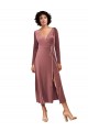 Long Sleeve Velvet Faux Wrap Midi Length Bridesmaid Dress / Prom Dress Brisbane
