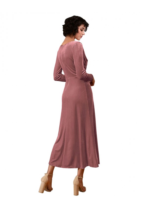 Long Sleeve Velvet Faux Wrap Midi Length Bridesmaid Dress / Prom Dress Brisbane
