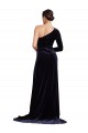 One Sleeve Long Formal Velvet Bridesmaid Dress / Prom Dress with Thigh High Split Brisbane