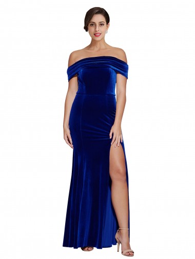 Full Length Long Formal Velvet Bridesmaid Dress / Prom Dress with Side Split Brisbane