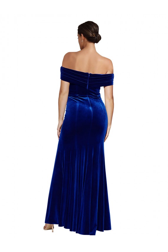 Full Length Long Formal Velvet Bridesmaid Dress / Prom Dress with Side Split Brisbane