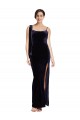 Long Formal Velvet Bridesmaid Dress / Prom Dress with Side Thigh Split and Shoulder Tie Brisbane