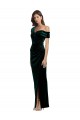 Long Asymmetric Neckline Ruched Formal Velvet Bridesmaid Dress / Prom Dress Brisbane