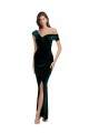 Long Asymmetric Neckline Ruched Formal Velvet Bridesmaid Dress / Prom Dress Brisbane